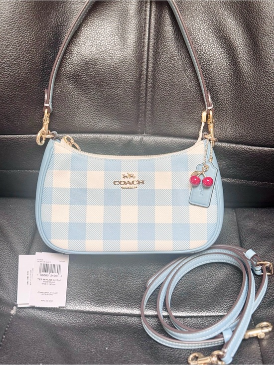 Coach Handbags - NWT Coach Teri Mini Crossbody Bag With Gingham Print And Charm CEN05 Blue Multi